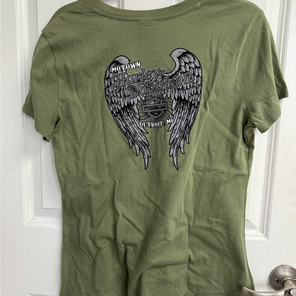 Harley-Davidson Women's Olive Graphic Tee - Picture 4 of 6